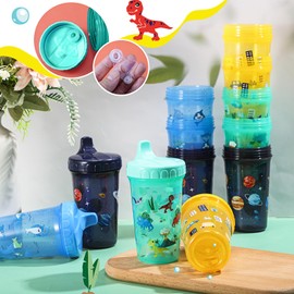 Mifoci 24 Pcs 10 oz Sippy Cups for Toddlers Reusable No Spill Cups with Lids Toddler Baby Feeding Supplies, Dishwasher, Microwave Safe (Boy Style)