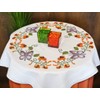 DECO-LINE Butterfly and Flowers Printed Tablecloth Embroidery KIT, White, 80