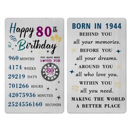 80th Birthday Card for Women Men 1944- Happy 80 Year Birthday Gifts for Female Male Him Her