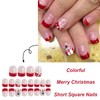 Christmas Press on Square Nails Short Length Glossy Acrylic Square