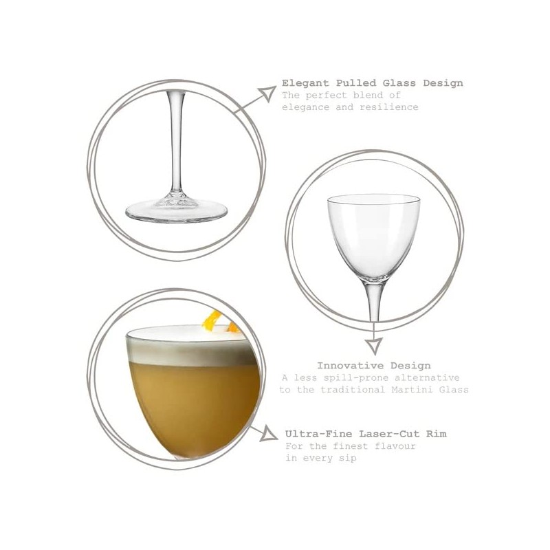 Bormioli Rocco Novecento Stemware Nick & Nora Glass, Set of
