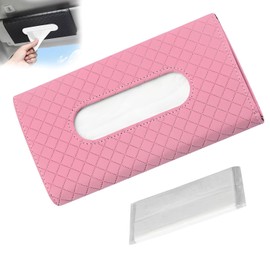 Yharnamite Car Tissue Holder, Car Visor Tissue Holder, PU Leather Car Tissue Holder, Hanging Paper Towel Clip, Car Sun Visor Accessories, Compatible with Most Cars (Pink)