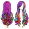 Ateid Women's Curly Rainbow Wig 70 cm + Hair Net