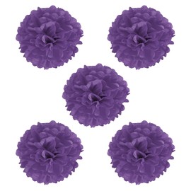PATIKIL 8" Tissue Pom Poms Flowers, 5 Pack Paper Flower Ball for Wedding Bridal Shower Birthday Bachelorette Party Backdrop Decoration, Dark Purple
