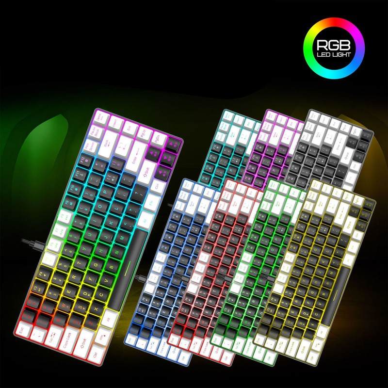 Gaming Keyboard Type C 84 Keys RGB Backlit Ergonomically Curved