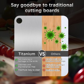 ZERRO Titanium Cutting Board 14.17" x 9.84", 100% Pure Titanium Cutting Boards for Kitchen Double Sided Food Grade Hygiene & Durability Titanium Chopping Cutting Board for Meat Veggies Fruits