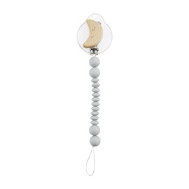 Mud Pie Gray Moon Wood & Silicone Baby Pacifier Clip