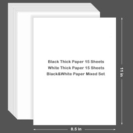 Papel de cartulina mixta blanco y negro, 30 hojas de papel grueso de 90 libras/250 g/m². 8.5 x 11 pulgadas, cubierta de peso pesado para manualidades, manualidades, invitaciones, fabricación de tarjetas, impresión