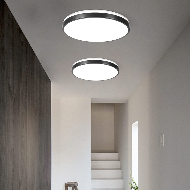 HOREVO 24W LED Ceiling Lamp Black Flush Mount Ceiling Light
