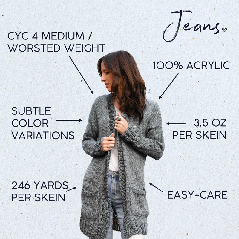 (1 Skein) Lion Brand Yarn Jeans Yarn, Classic