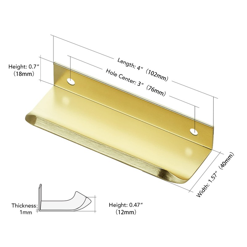 Ravinte Hardware 8 Pack Gold Cabinet Handles, 4 Inch (102mm)