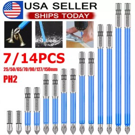 Frentaly 7~14X Magnetic screwdriver bit Bits set PH2 Anti-slip Hex Shank Screw Cross Head - 14PCS Magnetic BIt Set
