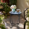 LIFFY Outdoor Side Table,12" Round Ceramic Tile Tabletop Accent Table