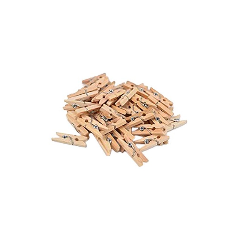 BARRILITO Micro Pinzas de Madera en Color Natural, Bolsa con