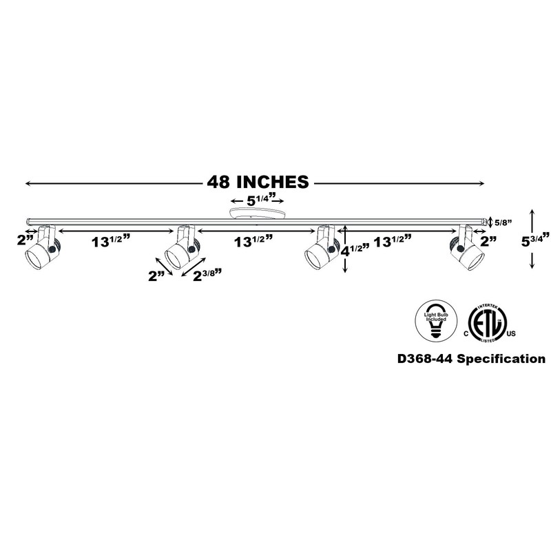 Direct-Lighting LED 4FT 4-Light Track Lighting Kit GU10 LED Bulbs