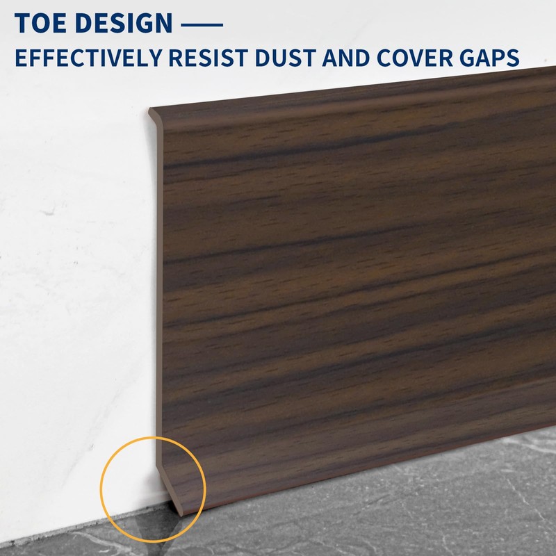 Heonay Flexible Baseboard Molding Trim 4 Inch Self-Adhesive Vinyl Wall