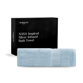 Miracle Made Soft Bath Towel, Long-Staple Silver-Treated Cotton Fabric – Fade Resistant, Highly Absorbent, Quick-Drying Cloth, Sky Blue
