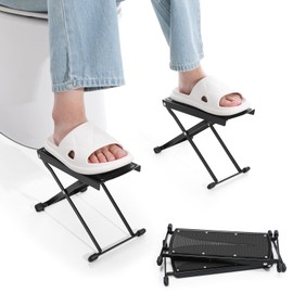 Foldable Toilet Stool - Portable Travel Poop Stool for Toilet, 5" and 10" Adjustable Heights, Heavier & More Stable, Improve Bathroom Posture and Comfort