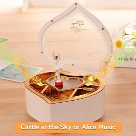 SH Cajas Musical Forma De Corazon Bailarina Caja Almacenamiento