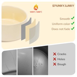 SPUNKYJUNKY 28.7OZ Ceramic Dog and Cat Bowl, Modern Cute Weighted Food Water Bowl for Replacement Beige (2 Pack)