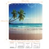 NiCoLa Waterproof Shower Curtains 3D Beach Shower Curtain with 12