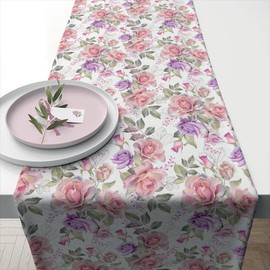 Ambiente Table Runner Table Runner 40 x 150 cm Josephine Rose Motif Roses Pastel Colours Cotton