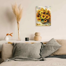 TLESKE Yellow Vintage Sunflower Wall Art Decor, Rustic Aesthetic Floral Canvas Wall Art Prints for Farmhouse Bedroom Living Room Kitchen, Flowers Wall Artwork Picture, 11x14