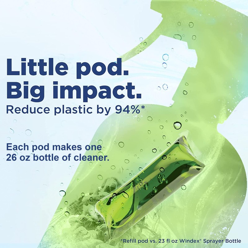 Windex Dissolve Concentrated Pods, Multisurface Cleaner, 3 Concentrated Dissolvable Refill