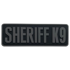 uuKen Sheriff K9 Patch Grey Gray K-9 Tactical 6x2 inch PVC Patch for Service Dog in Training Working for Dog Harness Collar Vest (Black and Gray, M6 x2)