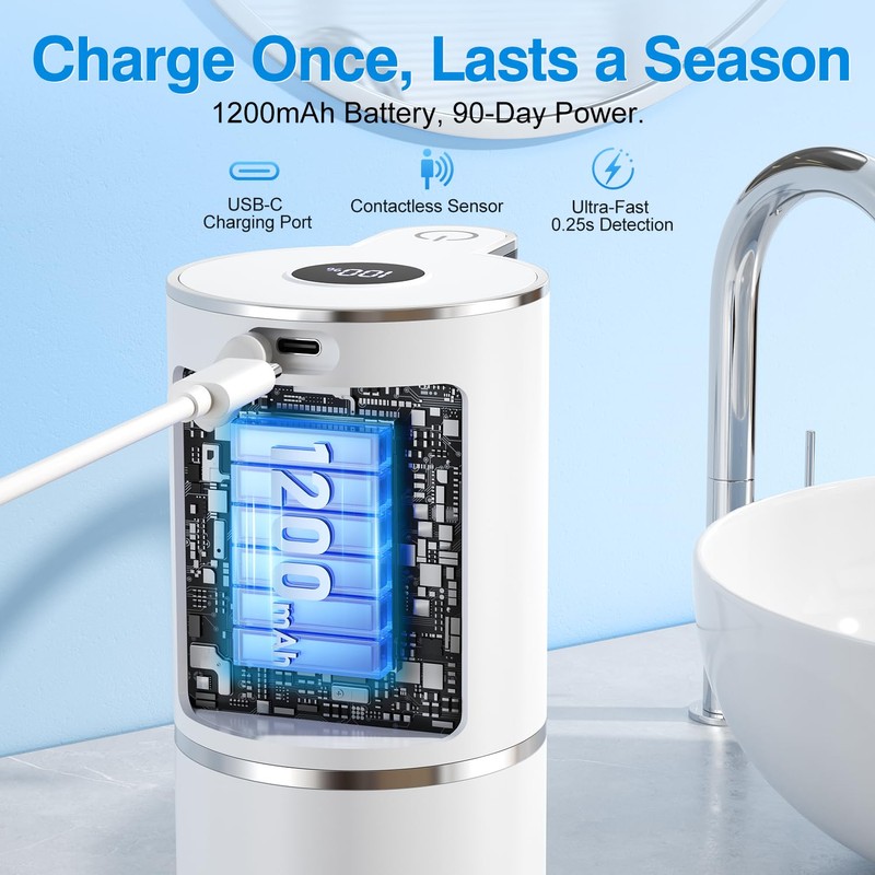 Automatic Soap Dispenser with Smart Digital Display, Touchless Rechargeable Hand