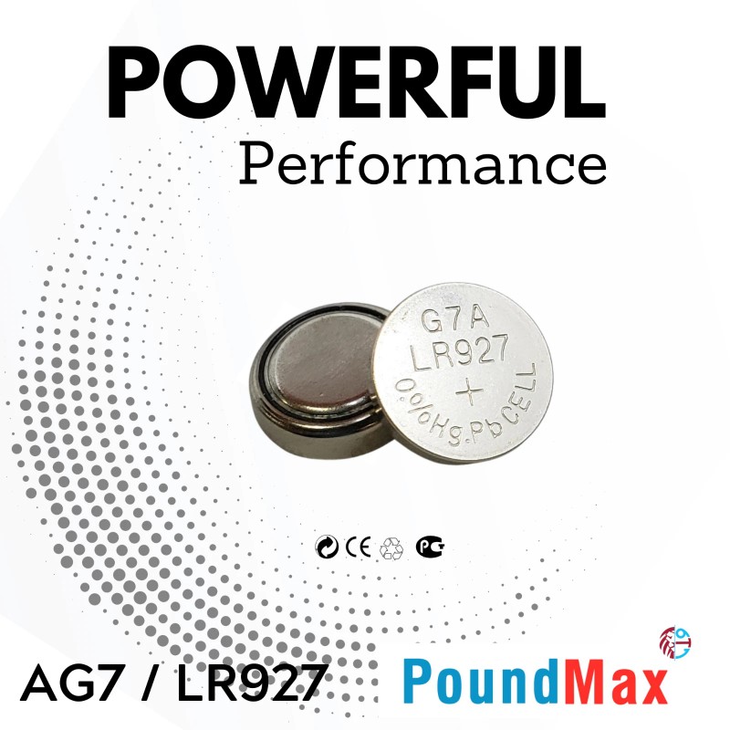 PoundMax AG7 LR927 Batteries 1.5v Alkaline Button Cell Battery -
