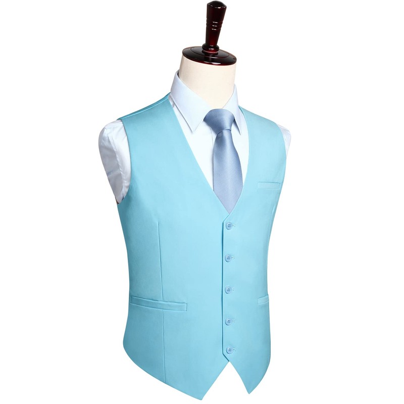 HISDERN Chaleco de traje para hombre con 3 bolsillos para