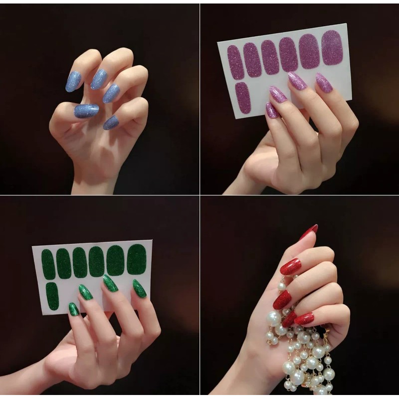 AMVBF 16 Hojas De Pegatinas De Uñas Con Purpurina Con