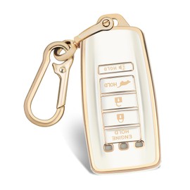 QBUC for Acura Key Fob Cover with Keychain Fit for Acura 2014-2021 ILX MDX RDX RLX TLX TPU Key Case Shell Full Protection (Gold - White)