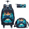 Egchescebo Kids Rolling Backpack for Boys Gamepad Suitcases Trolley Roller