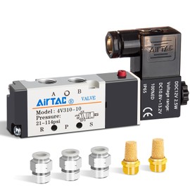 AirTAC 3/8"NPT Solenoid Valve 4V310-10 12V/24V/110V/220V Single Coil Pilot-Operated Electric 2 Position 5 Way Connection Type (4V310-10 12V Junction Box)