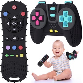 TIEDXIOY【BPA Free,CPC-Certified】 Silicone Remote Control and Game Controller Teething Toys for Baby 3-12 Months, Silicone Chew Toys Teethers for Toddlers, Boys, Girls-2 Pack