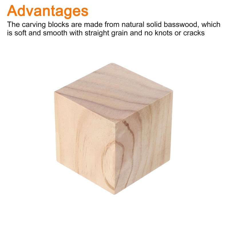 MECCANIXITY Wood Blocks, 3"x3"x3" Square Unfinished Wood Cube for DIY,