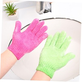 FRCOLOR Exfoliating Shower Gloves in Candy Green Body Scrubber for Dead Skin Removal Textured Material Fits for Bathing and