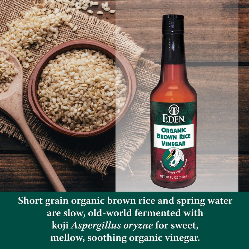 Eden Organic Brown Rice Vinegar, 10 fl oz Amber Glass,