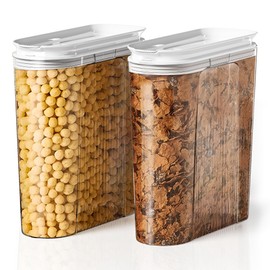 Ducoak Cereal Containers Storage Set Airtight Food Storage Containers with Lids Flip-Top 2PCS Plastic Cereal Storage Containers Cereal Organizer Dispenser for Pantry Kitchen(135.3oz/4L)