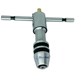 BLUEFOX TOOLS Reversible Ratchet T-Handle Tap Wrench - (5/32'' to 1/4''(4.0 to 6.0 mm)) | Adjustable Tool, Steel Thread Holder | Ratcheting T-shaped Tap Holder Wrench