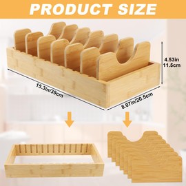 Pot Lid Organizer Adjustable Pot Lids Holder Rack, Pots and Pans Organizer under Cabinet, Wooden Expandable Bakeware and Cutting Board Organizers, Kitchen Storage Tool