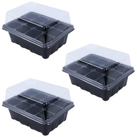 TKY Seedling Pot, Seedling Tray, Sowing, Home Gardening, Gardening Supplies, Seedling Box, Plants, Germination, Planter, 12 Holes, Set of 3 (Black)