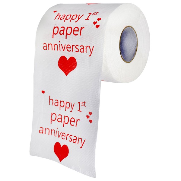 Happy First Anniversary Toilet Paper - Paper Anniversary Funny Gag Gift for Him, Her, Boyfriend, Husband, Couple white