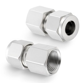 Yoebor Stainless Steel 304 Compression Tube Fitting Coupler with Double Ferrules 1/4" Tube OD x 1/8" NPT Female Adapter,Pack of 2