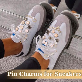 AIERSA Shoe Charms for Sneakers Socks, 106pcs Pearl Shoe Lace Charms Brooch Pins Buttons, Junk Socks Charms, Stylish Shoe Pins for Women Sneakers Socks Shoelaces Clothes, Hats Decoration