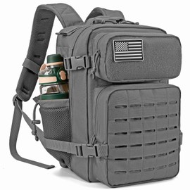 QT&QY 25L Military Tactical Backpacks For Women Survival Army Laser cut Molle Daypack small EDC Bug Out Bag Gym Rucksack With Dual Cup Holders medical Rucksack Gray heavy duty backpack