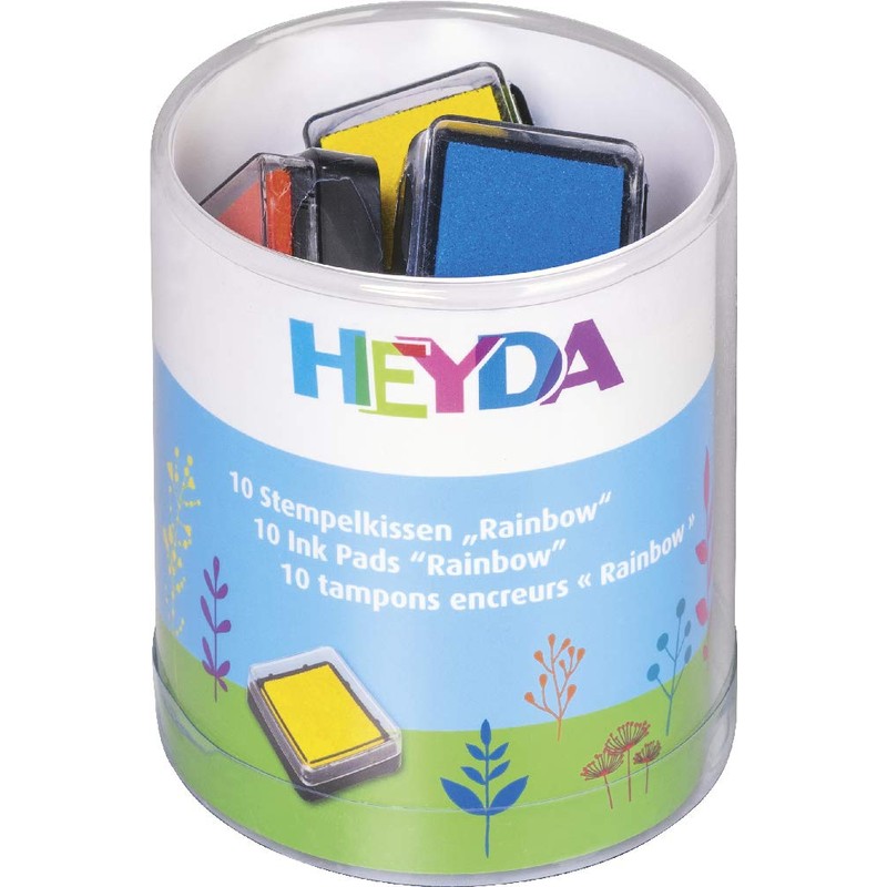 Heyda Stempelkissen-Set Rainbow, klarsicht-runddose