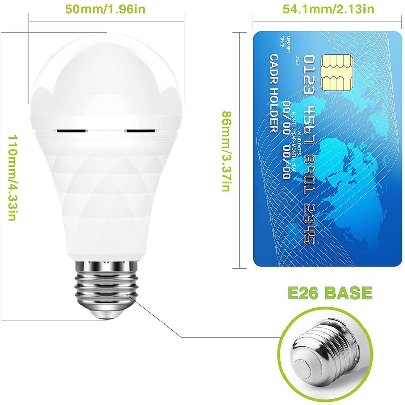 Neporal A19 Rechargeable Light Bulbs, Emergency Light Bulb 60 Watt